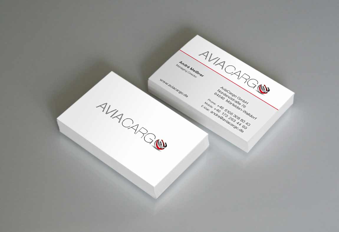 AVIACARGO: Logoentwicklung und Gestaltung der Visitenkarten © SINNBILD Design
